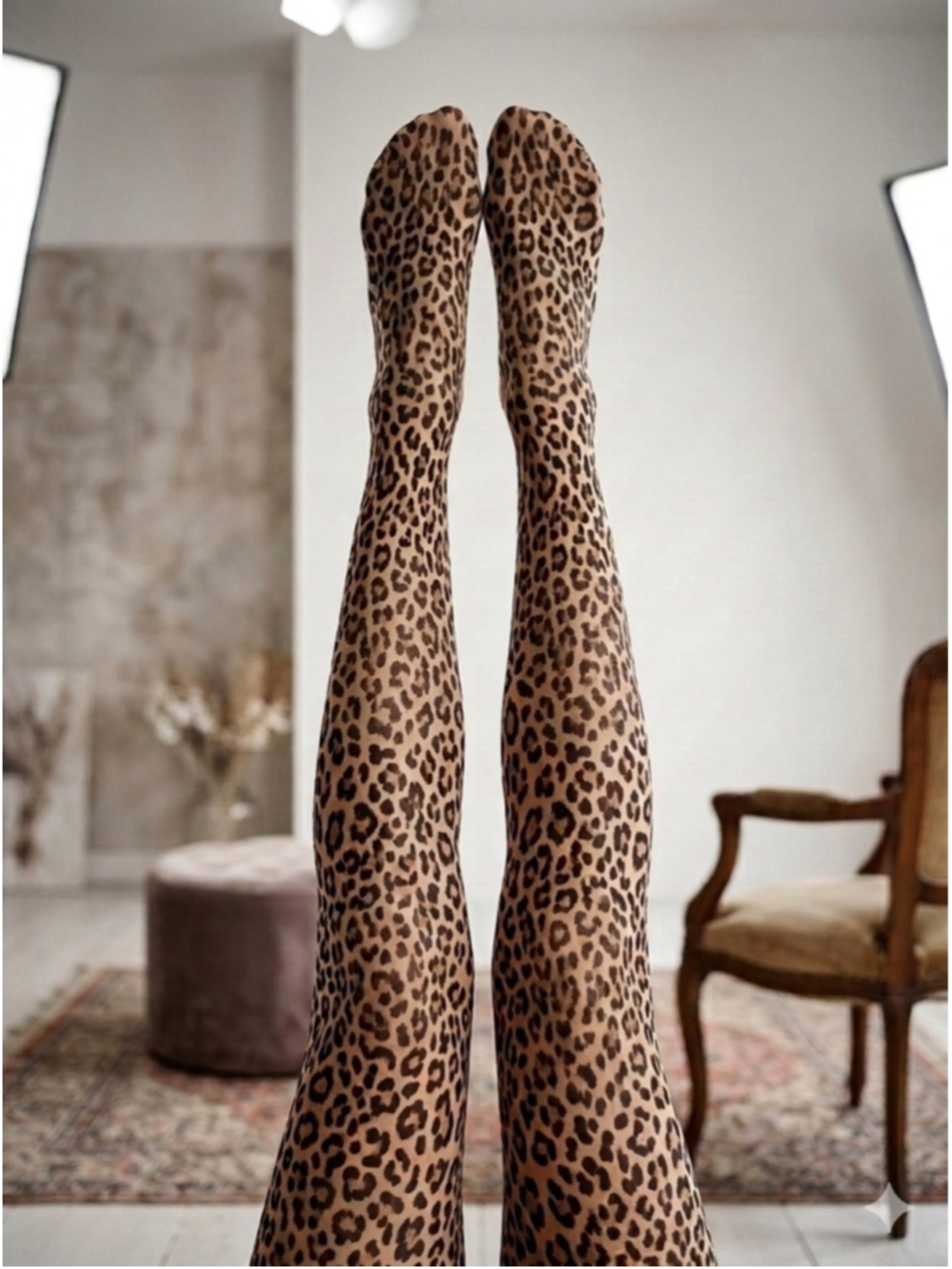 Emilio Cavallini Tights "Lion" Leopard-Print Tights Small/Medium